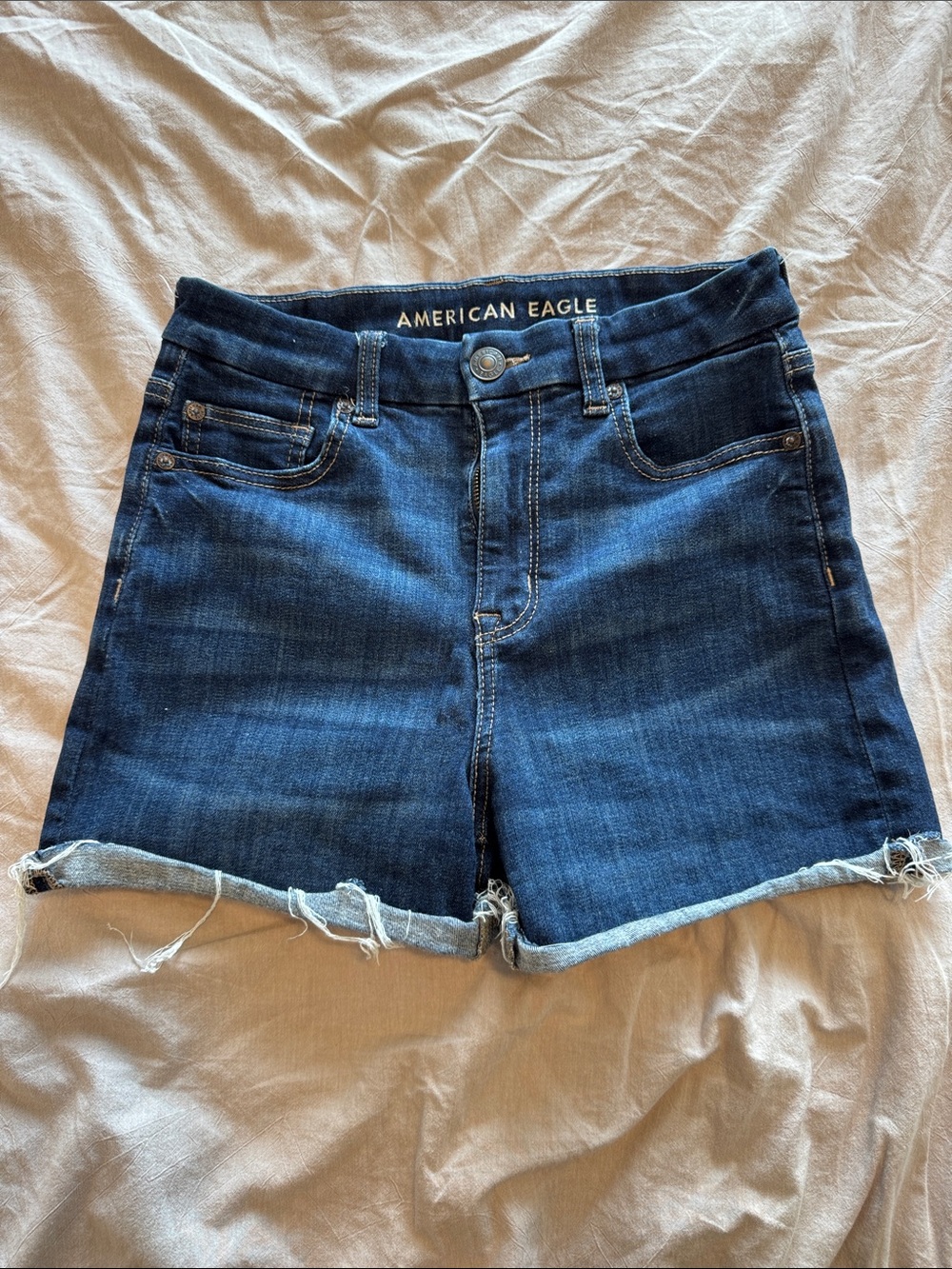 American Eagle Outfitters Indigo Denim Cutoff Shorts with Frayed Hem